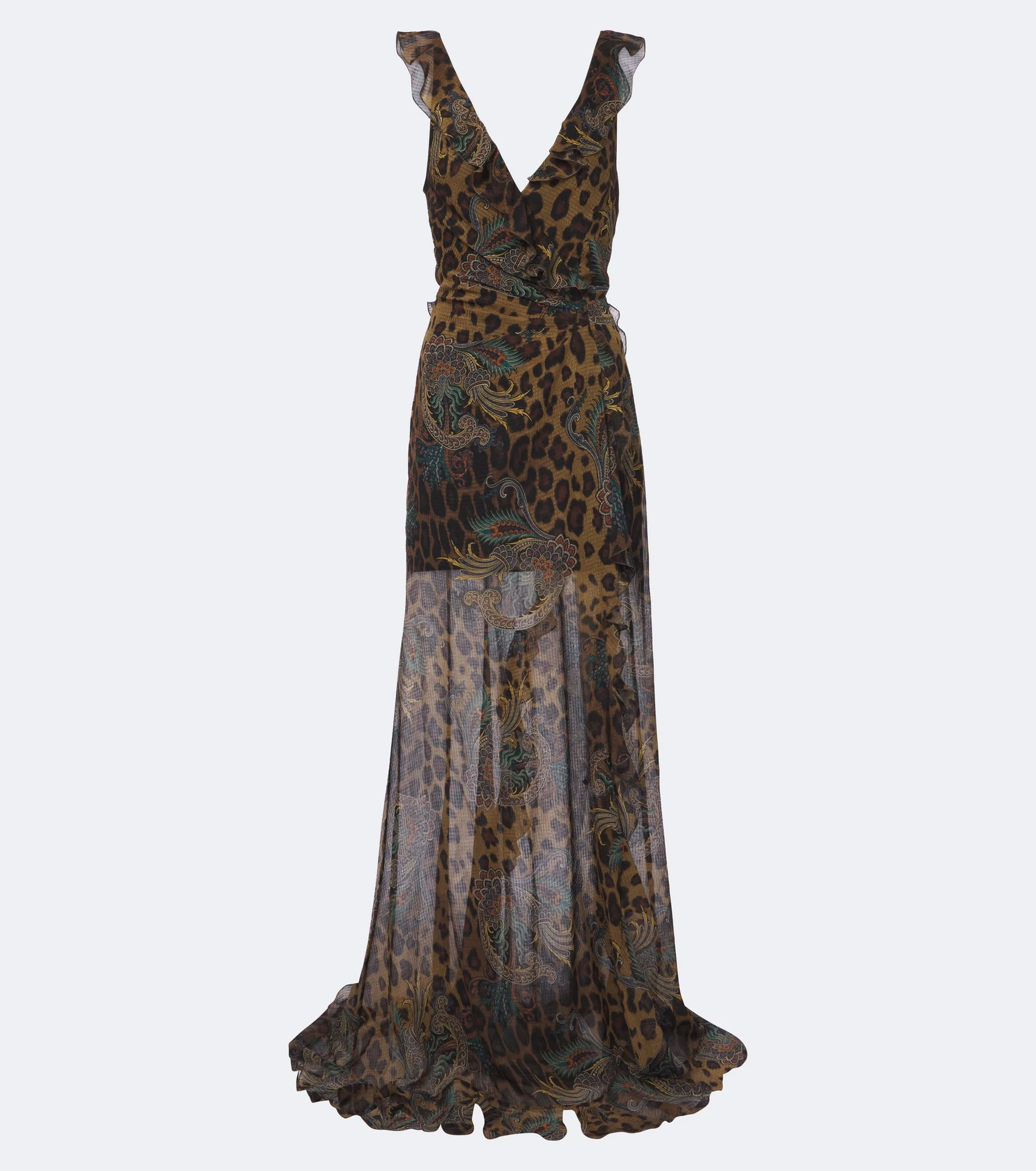 Printed ruffled seersucker gown - 1
