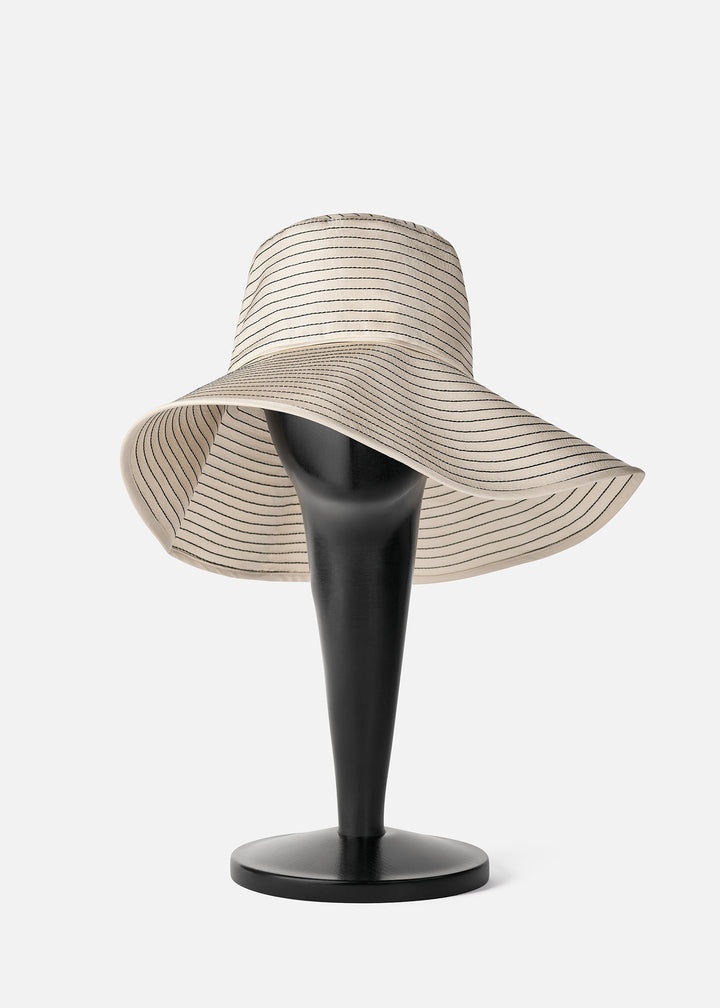 Embroidered silk sun hat creme - 3