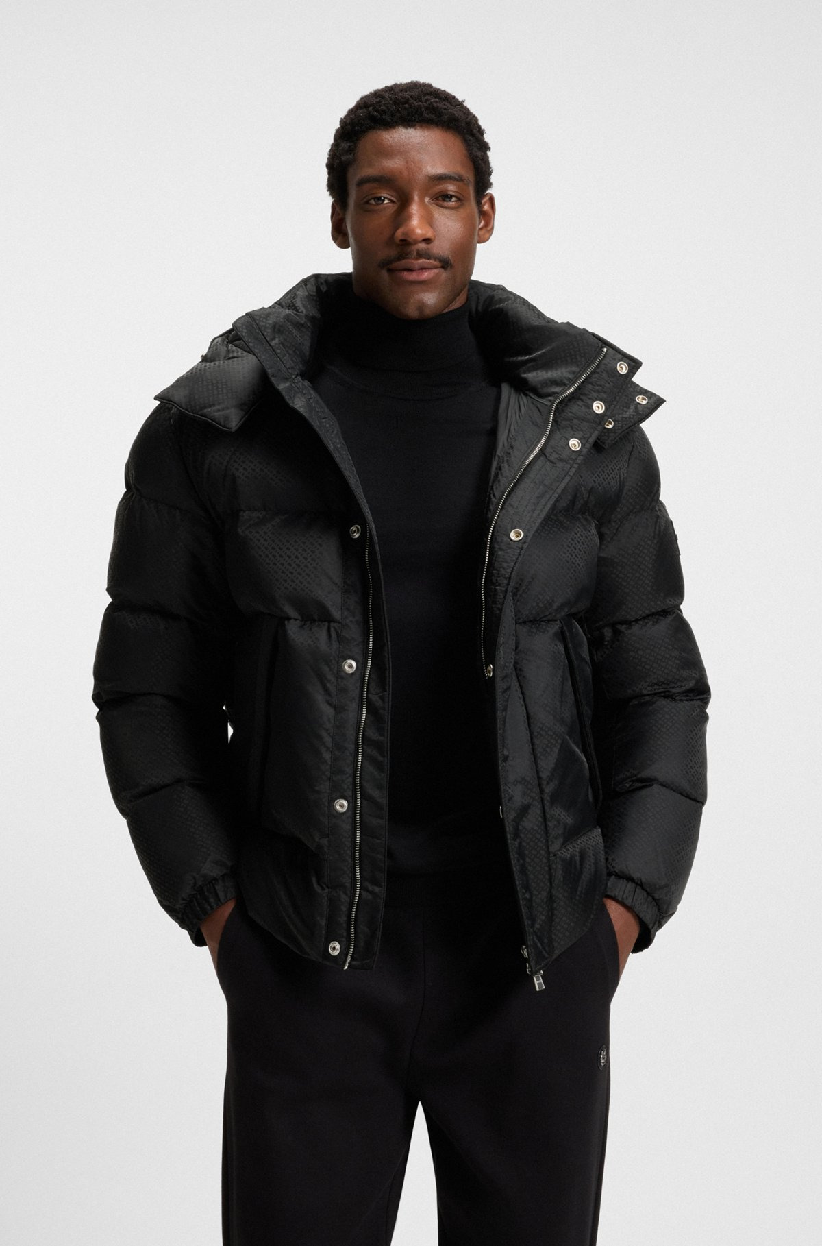 WATER-REPELLENT JACKET WITH MONOGRAM JACQUARD - 2