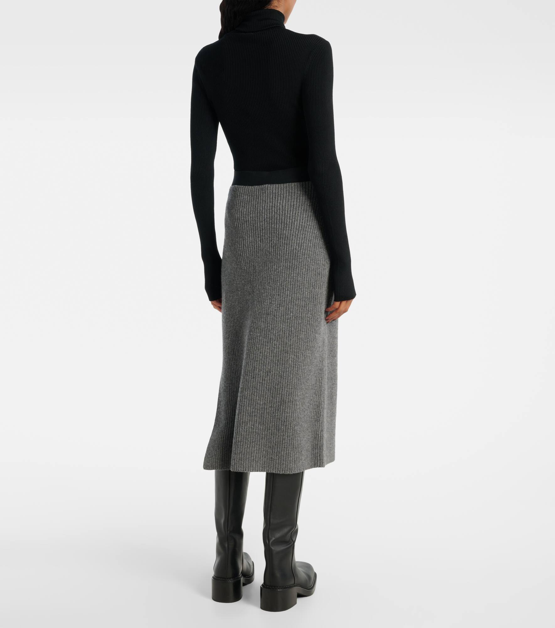 Wool and cashmere midi skirt - 3
