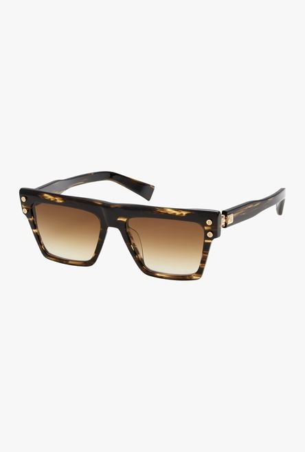 Dark brown and gold-tone acetate B-V sunglasses - 2