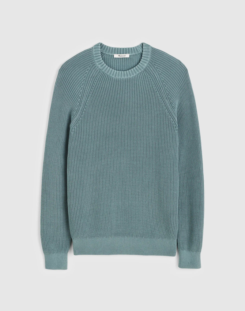 Cotton Shaker-Stitch Crewneck Sweater 1