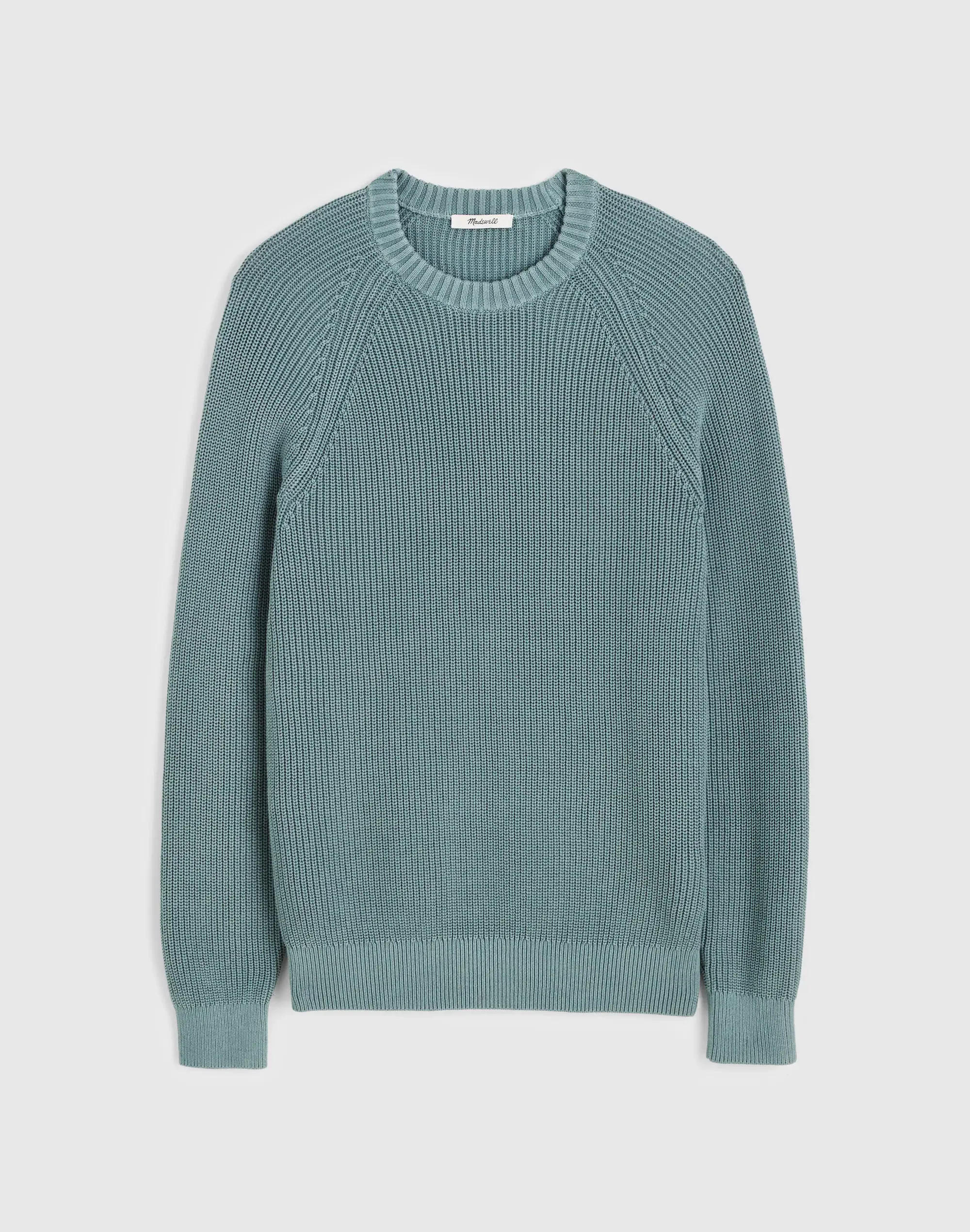 Cotton Shaker-Stitch Crewneck Sweater - 1