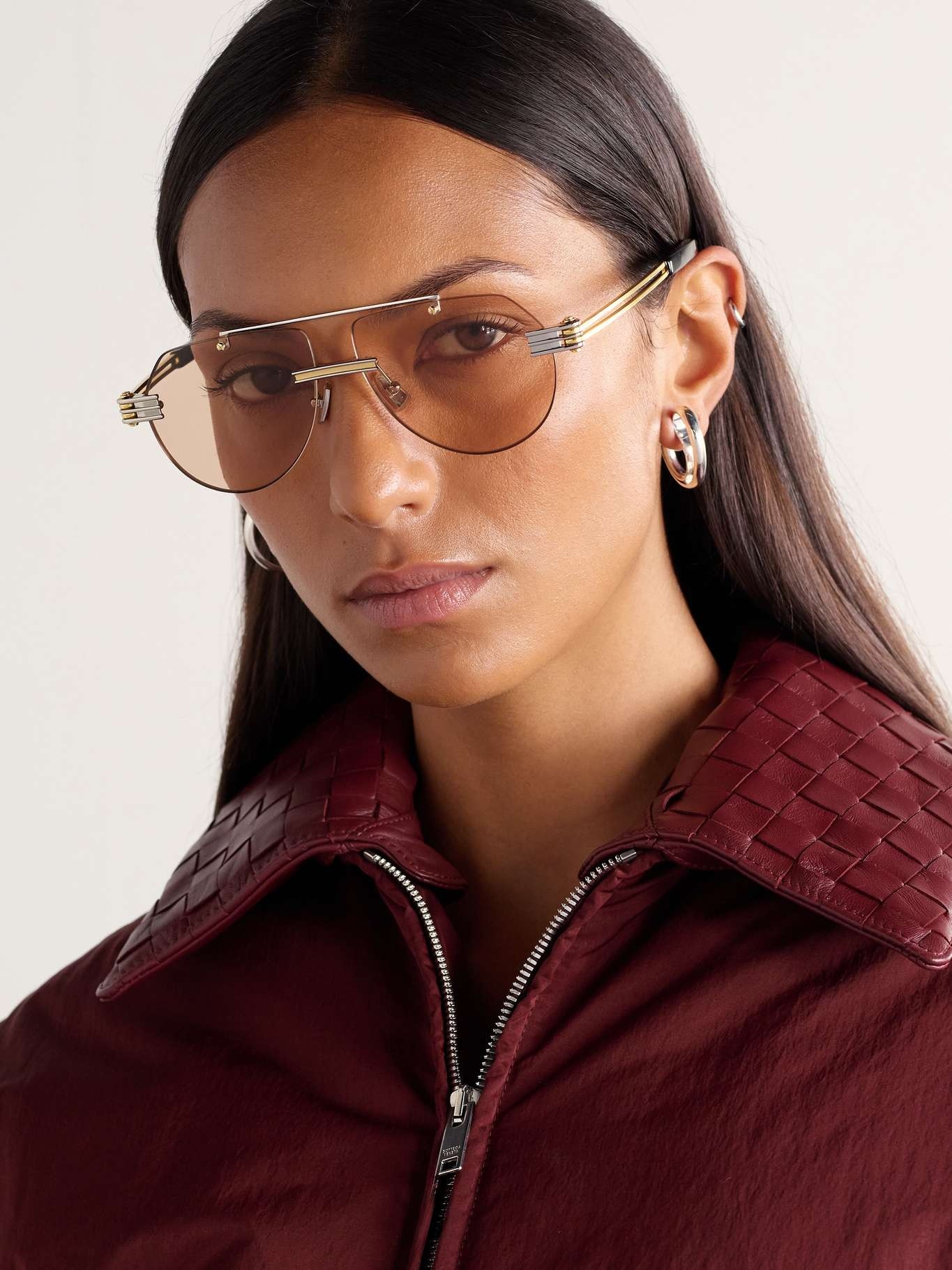 Aviator-style gold and silver-tone sunglasses Silver - 2
