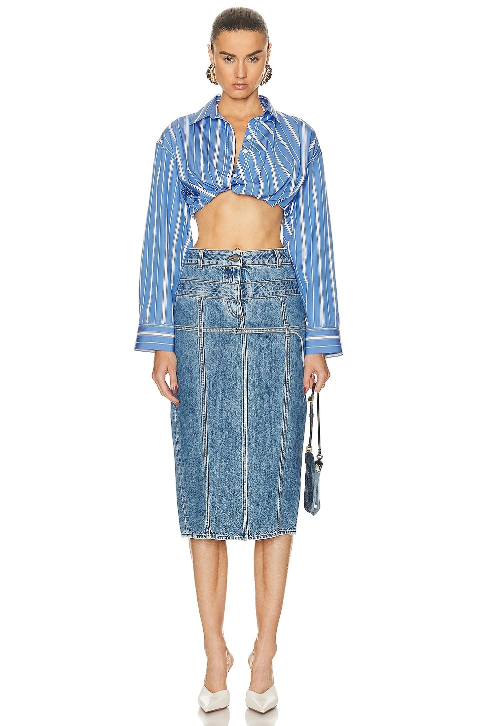 Alexander McQueen Women's Kickback Denim Skirt in Washed