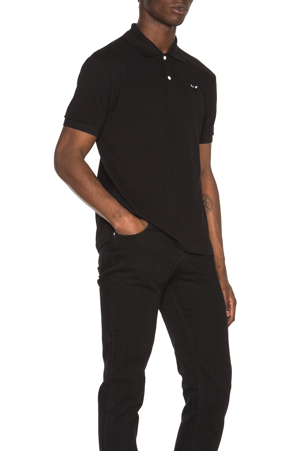 Cotton Polo with Black Emblem - 3