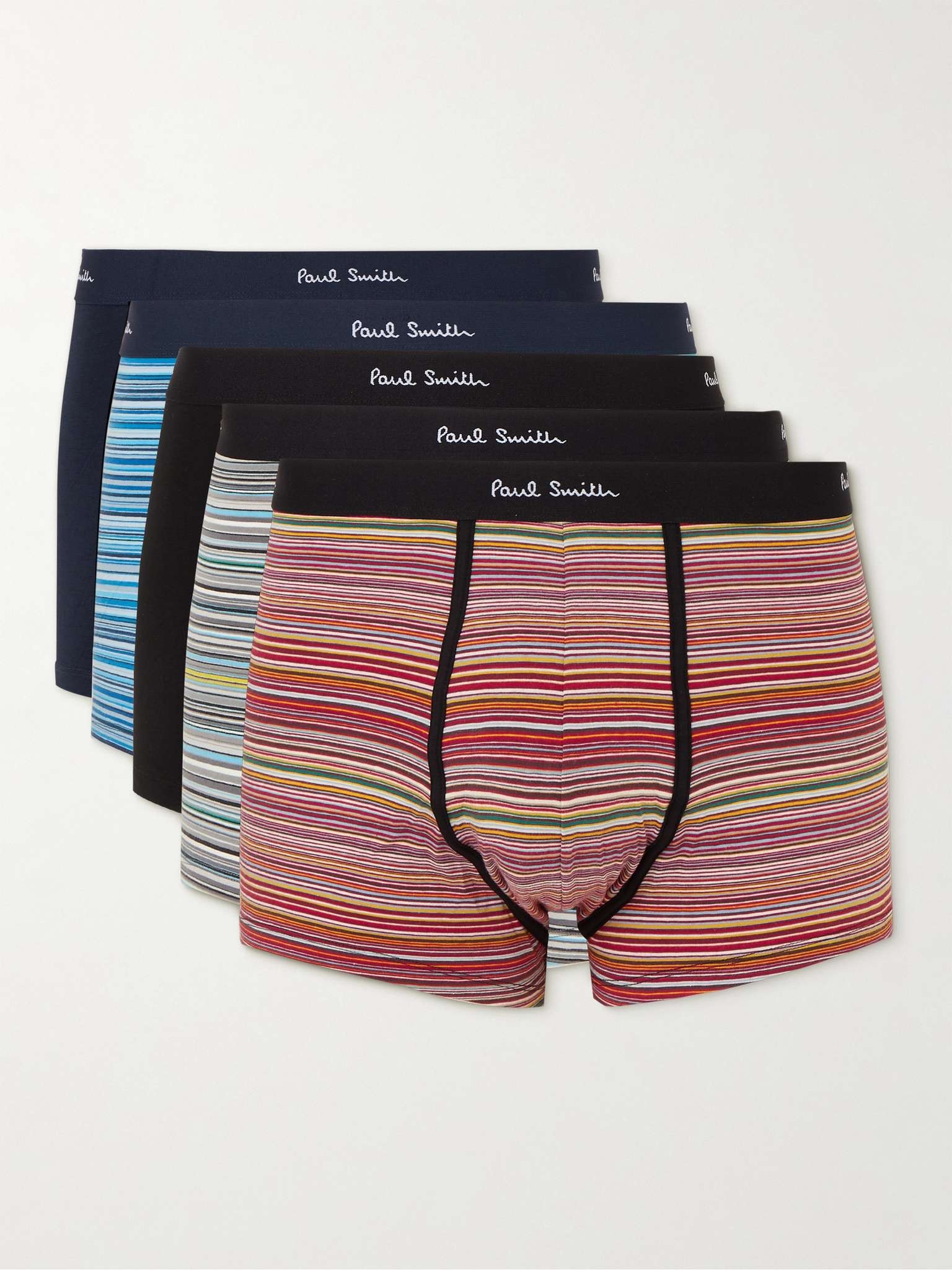 Three-Pack Striped Stretch-Cotton Boxer Briefs - 1