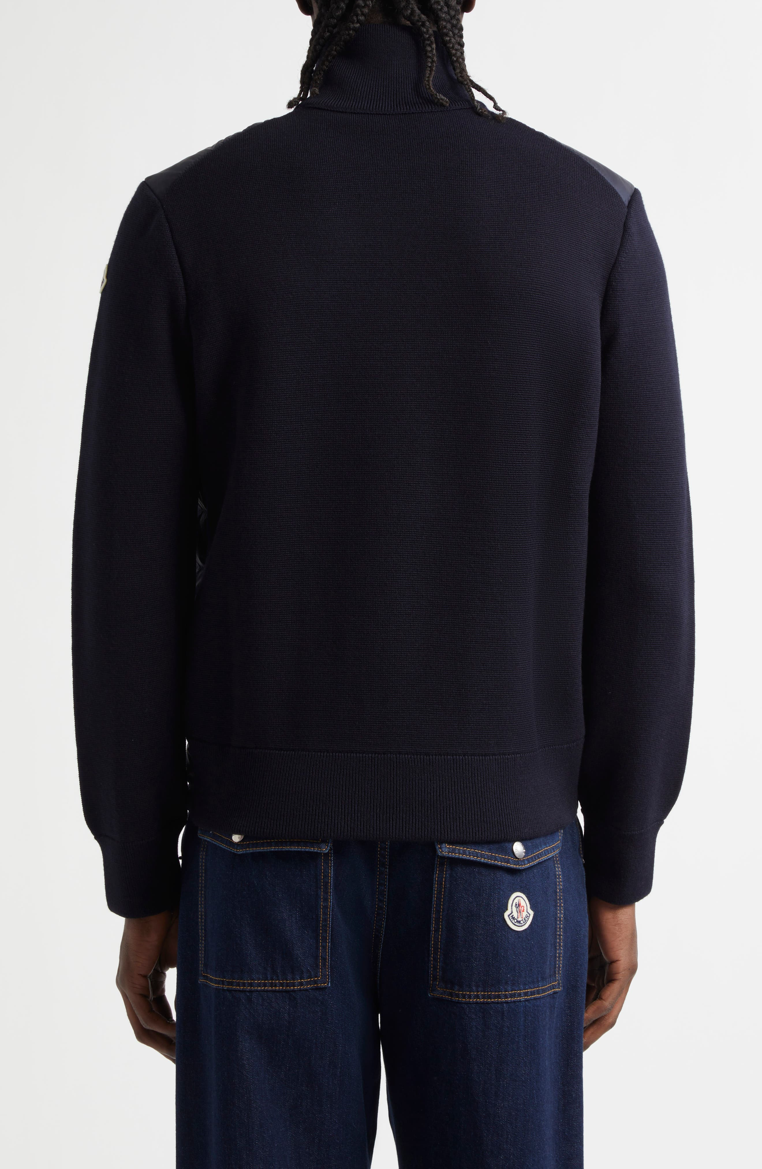 Moncler Maglia Mixed Media Cardigan in Navy at Nordstrom - 2