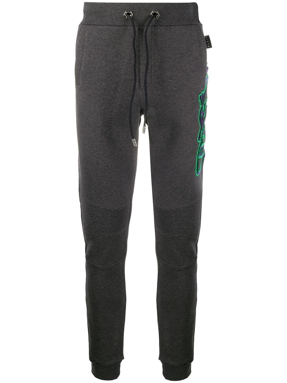 embroidered skull track pants - 1