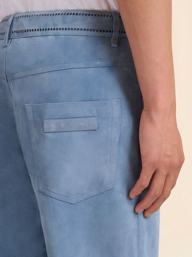 BLUE SUEDE PANTS WITH CUT-OUT DETAILING 4