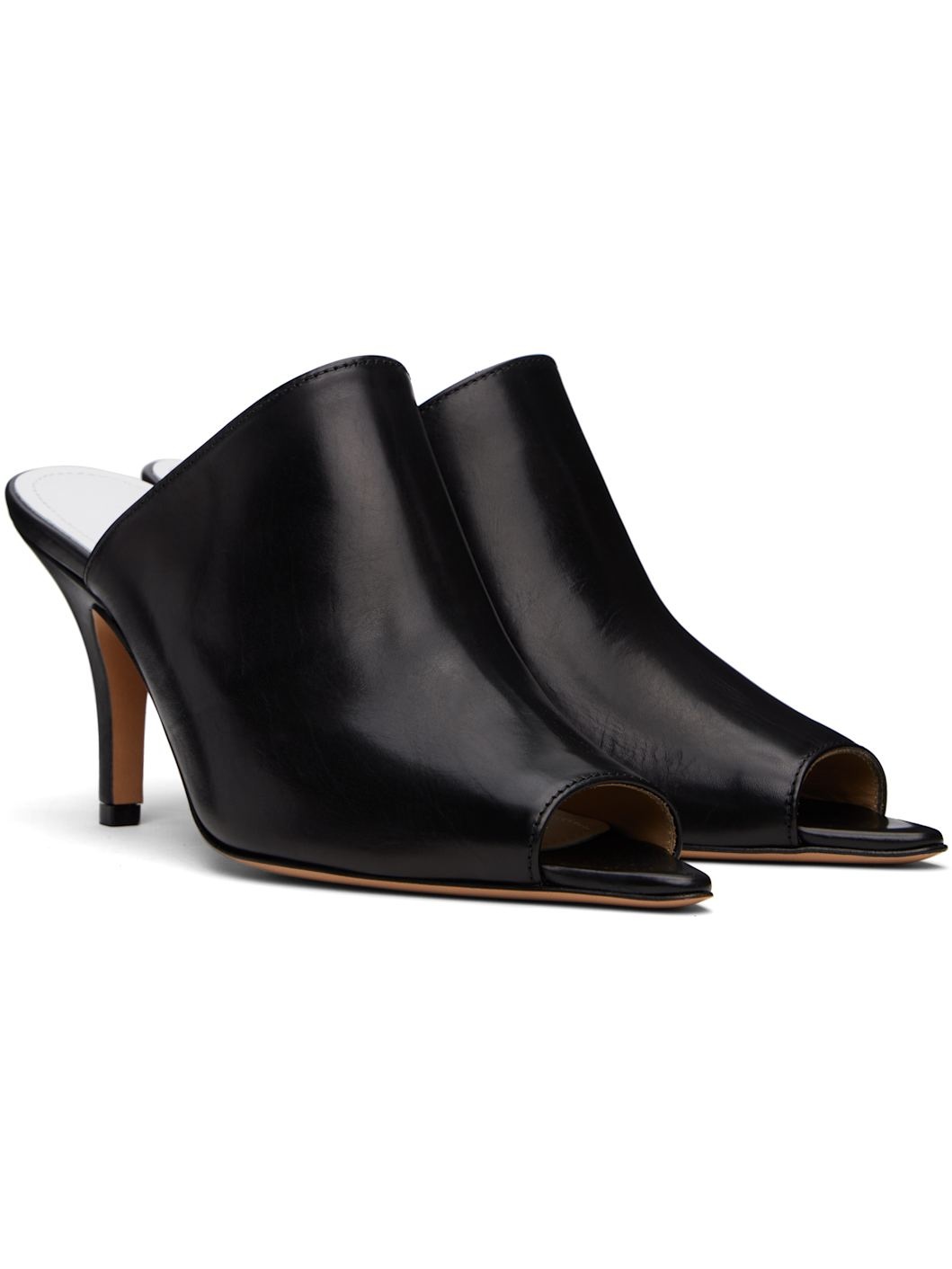 Black Oil Sandal Mules - 4