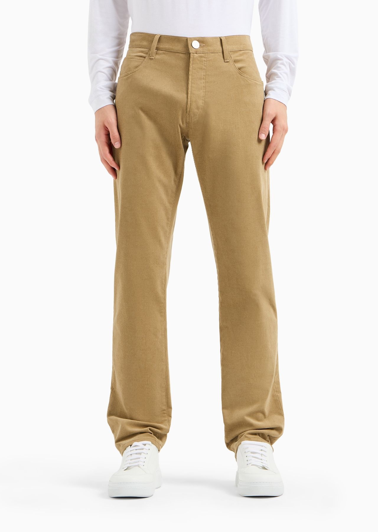 Regular-fit, five-pocket trousers in ribbed cotton and cashmere - 2