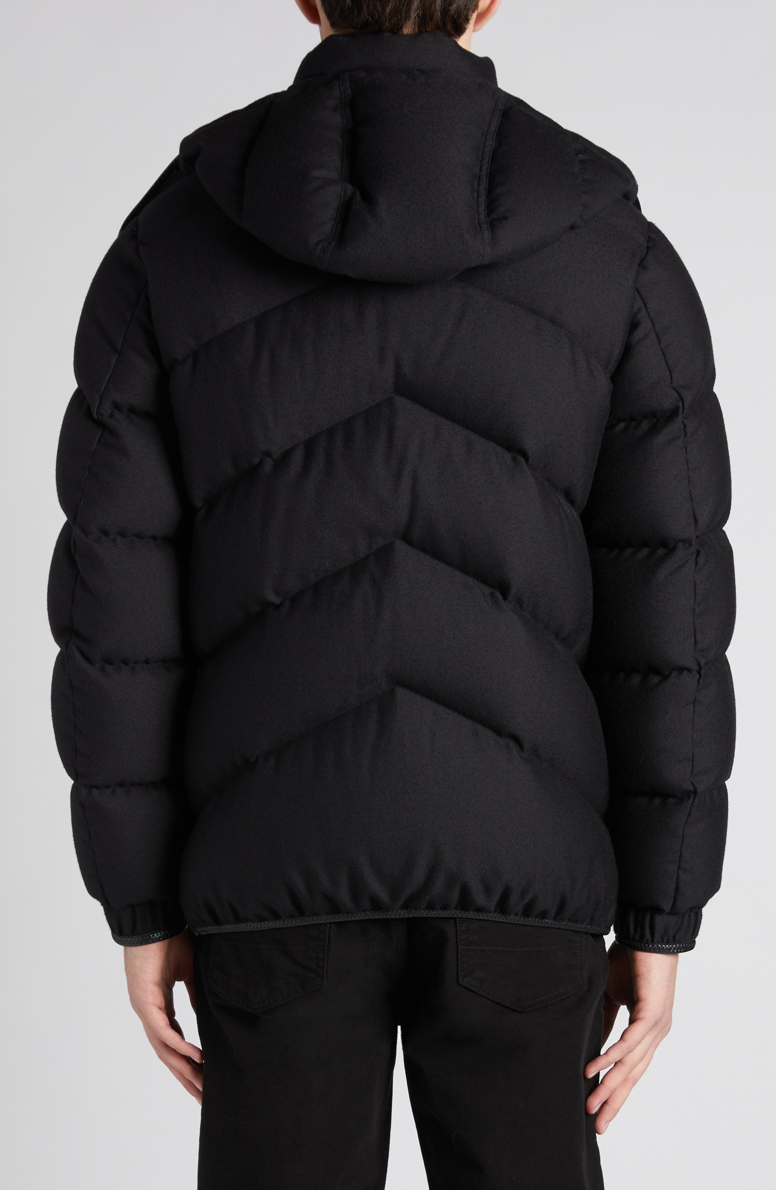 TOM FORD Lightweight Wool & Cashmere Hooded Down Jacket in Black at Nordstrom - 3