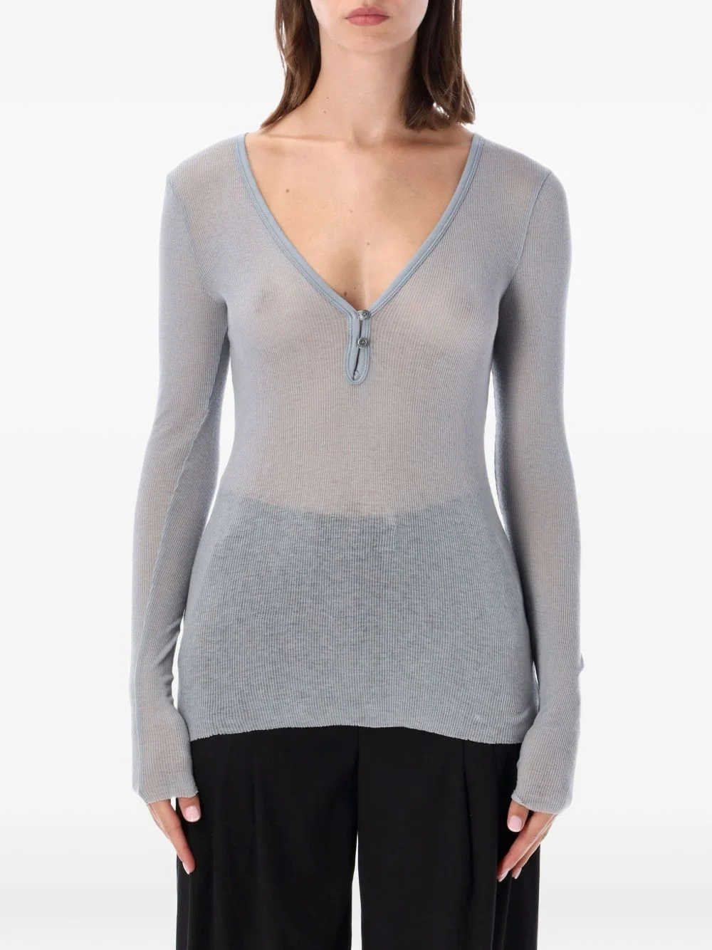 ribbed-knit long-sleeve T-shirt - 1