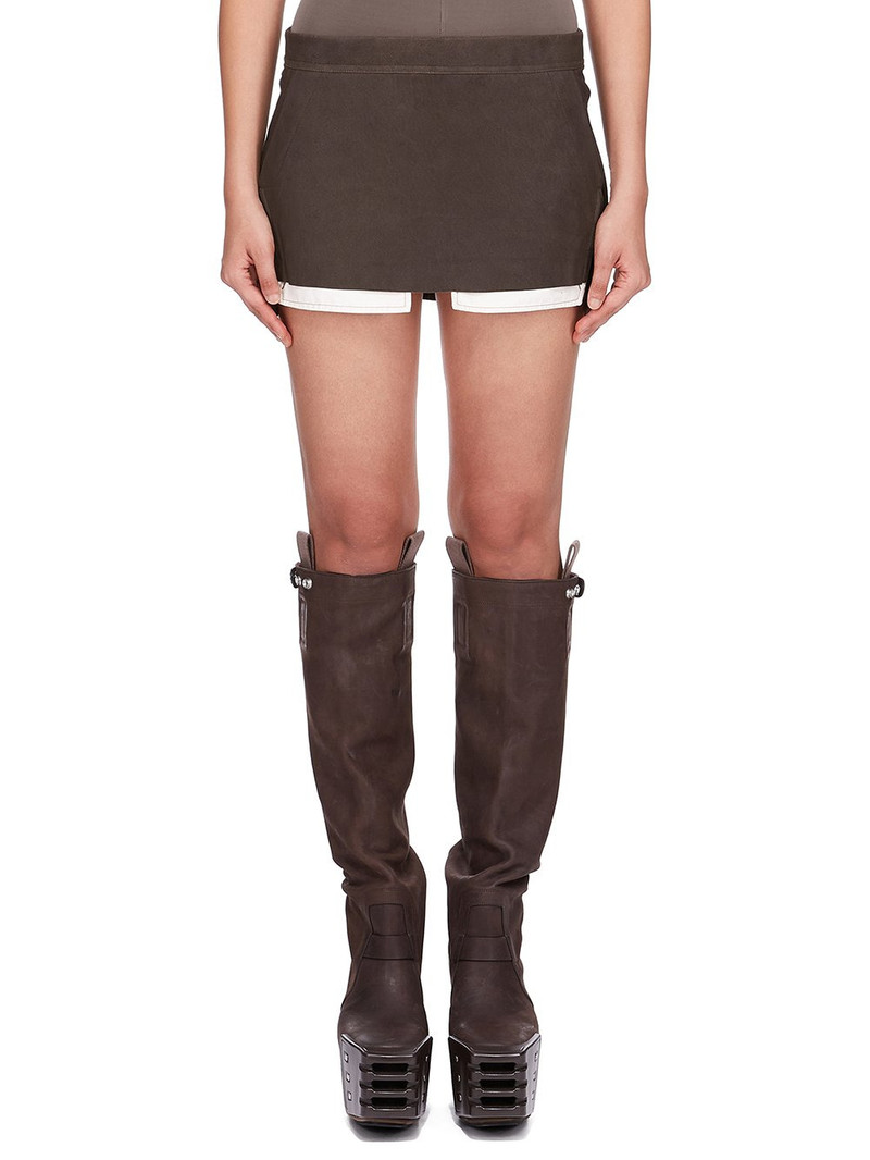 Gray Concordians Fog Cutoff Leather Miniskirt 1