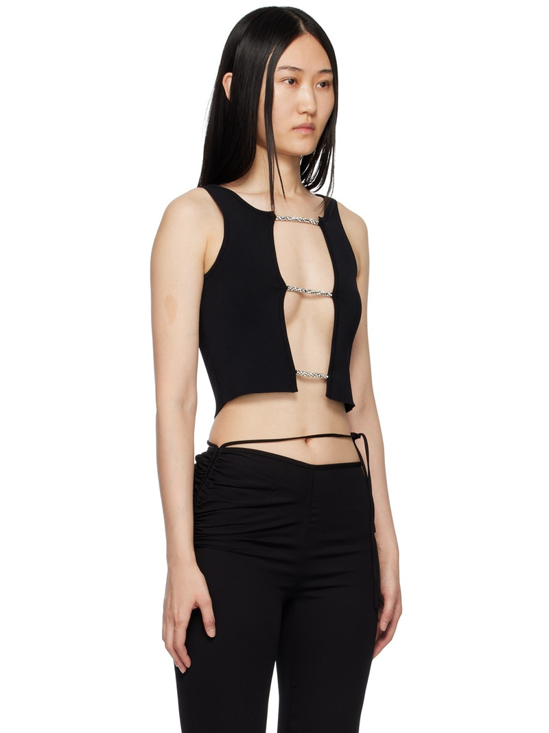 CHRISTOPHER ESBER Black Crystal Lattice Tank Top outlook