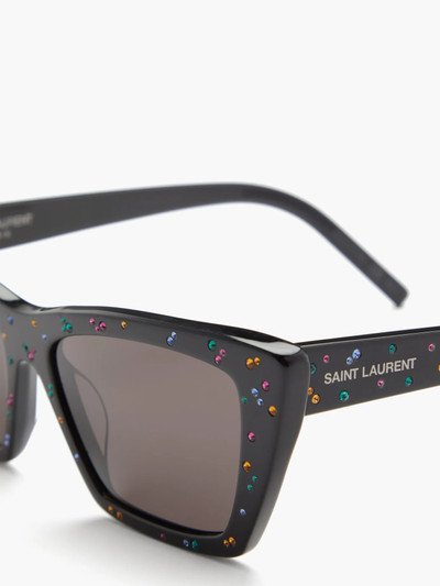 SAINT LAURENT Mica crystal-stud cat-eye acetate sunglasses outlook