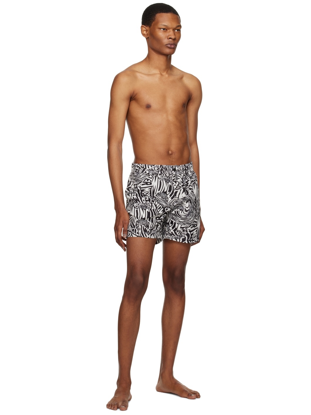 Black & White Printed Swim Shorts - 4