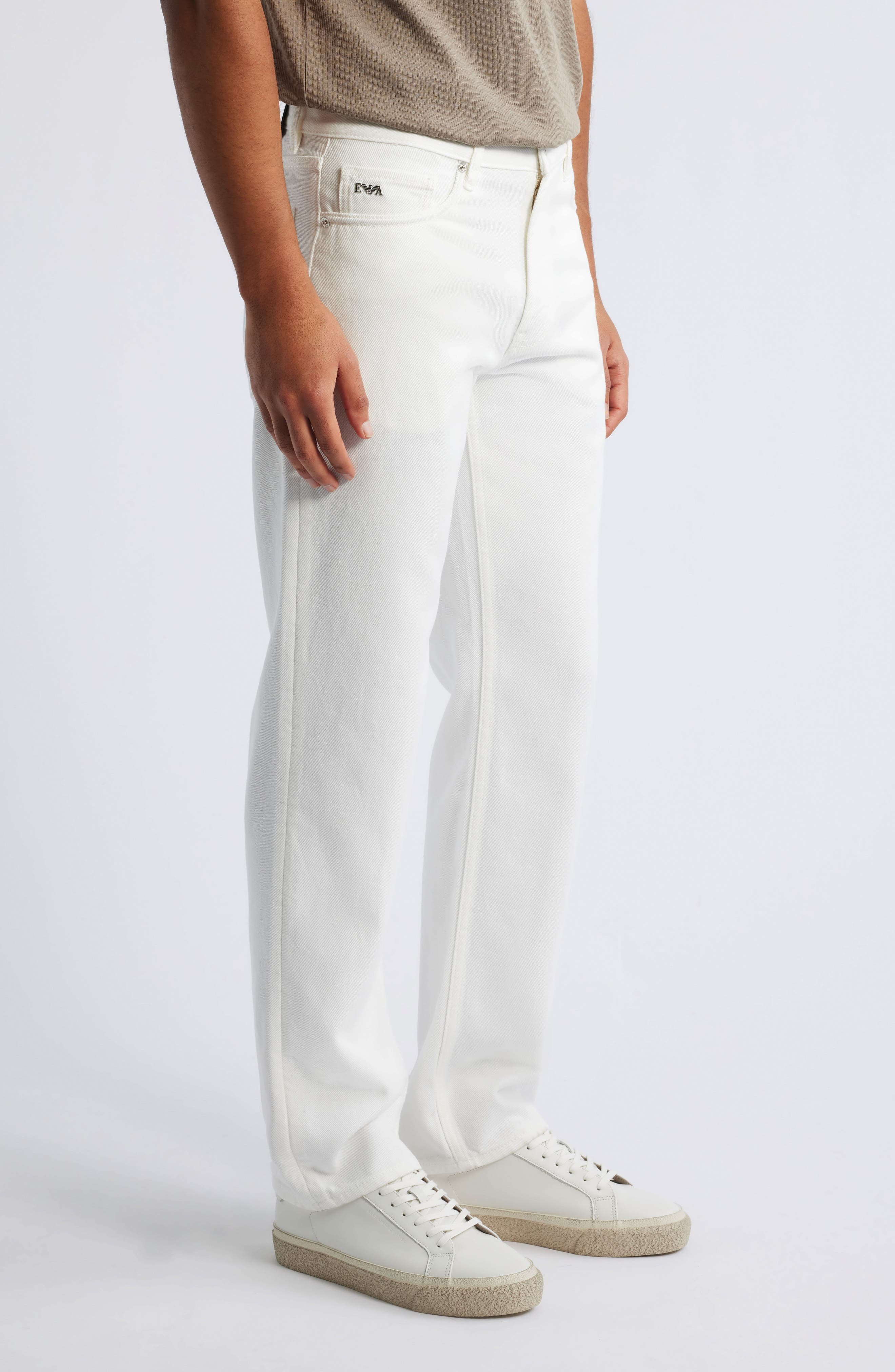 Emporio Armani White Lyocell & Cotton 5-Pocket Pants at Nordstrom - 3