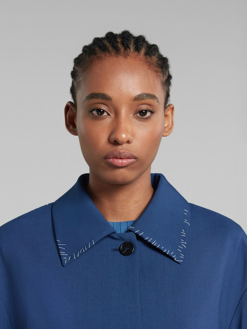 BLUE TROPICAL WOOL TRENCH COAT 4