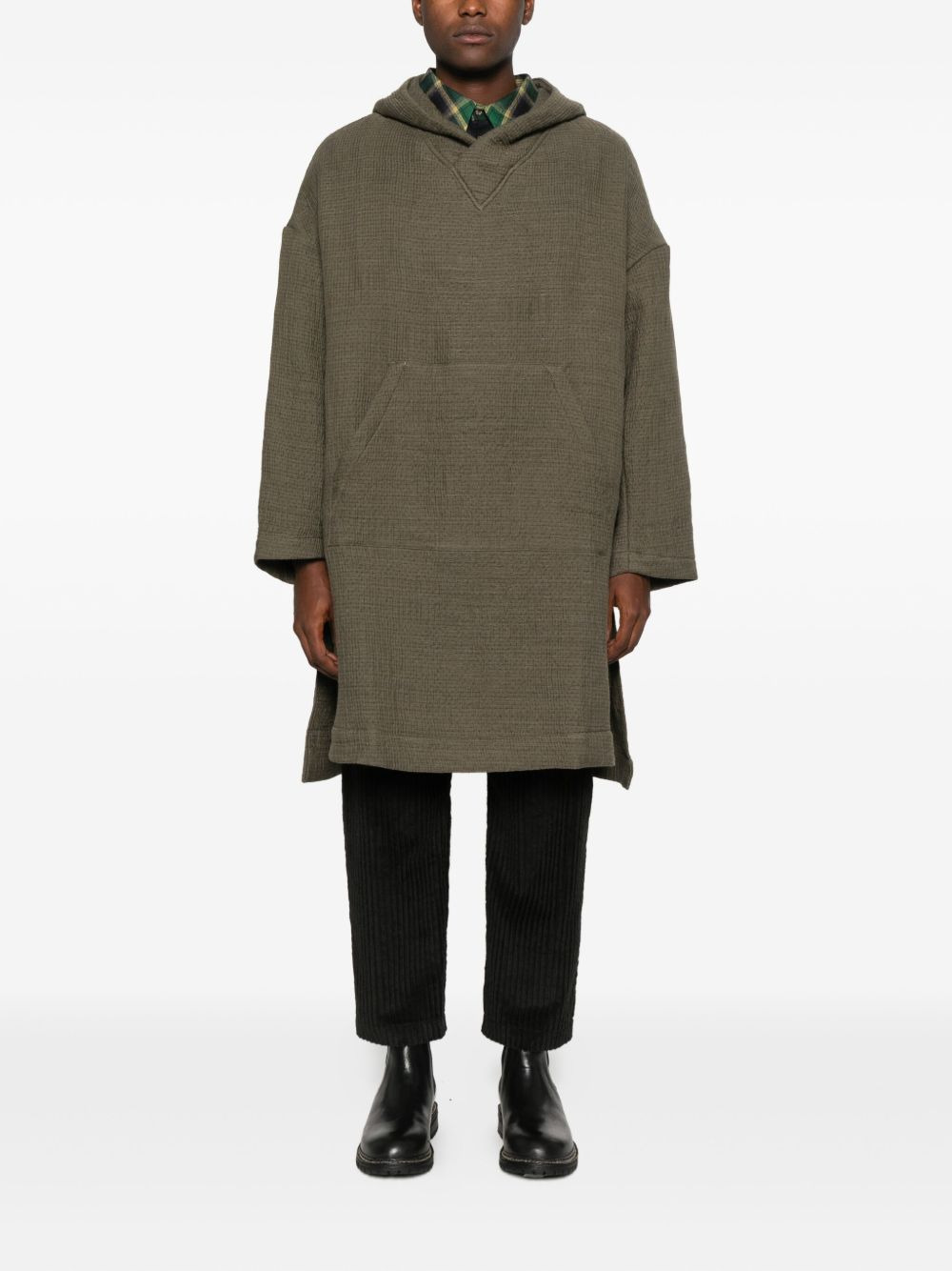 hooded long-sleeved coat - 2