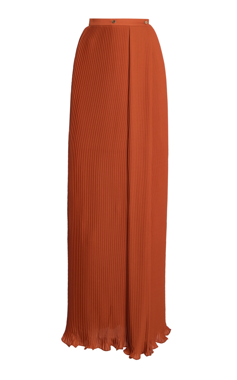 Plissé Chiffon Maxi Skirt orange 1