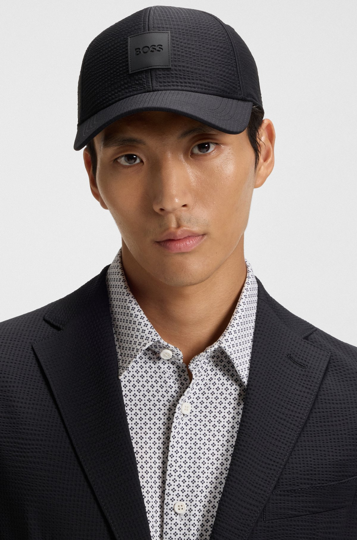 SEERSUCKER CAP WITH LOGO PATCH - 4
