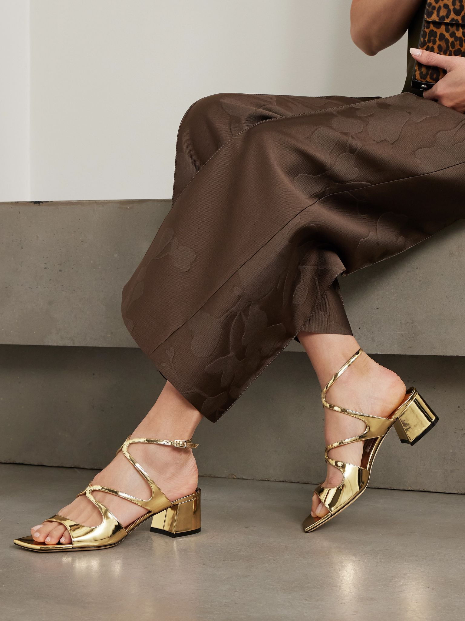 Azilia 45 mirrored-leather sandals Gold - 2