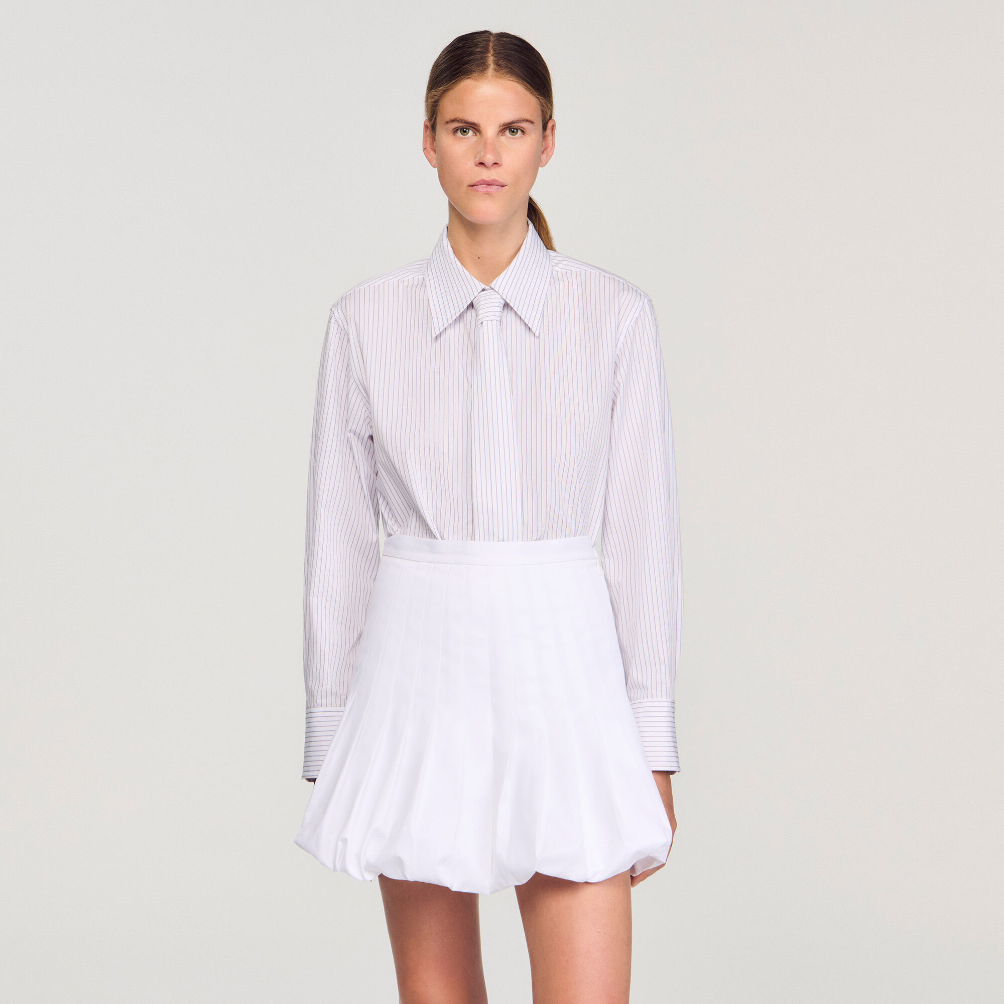 STRIPED SHIRT WITH DETACHABLE TIE - 4