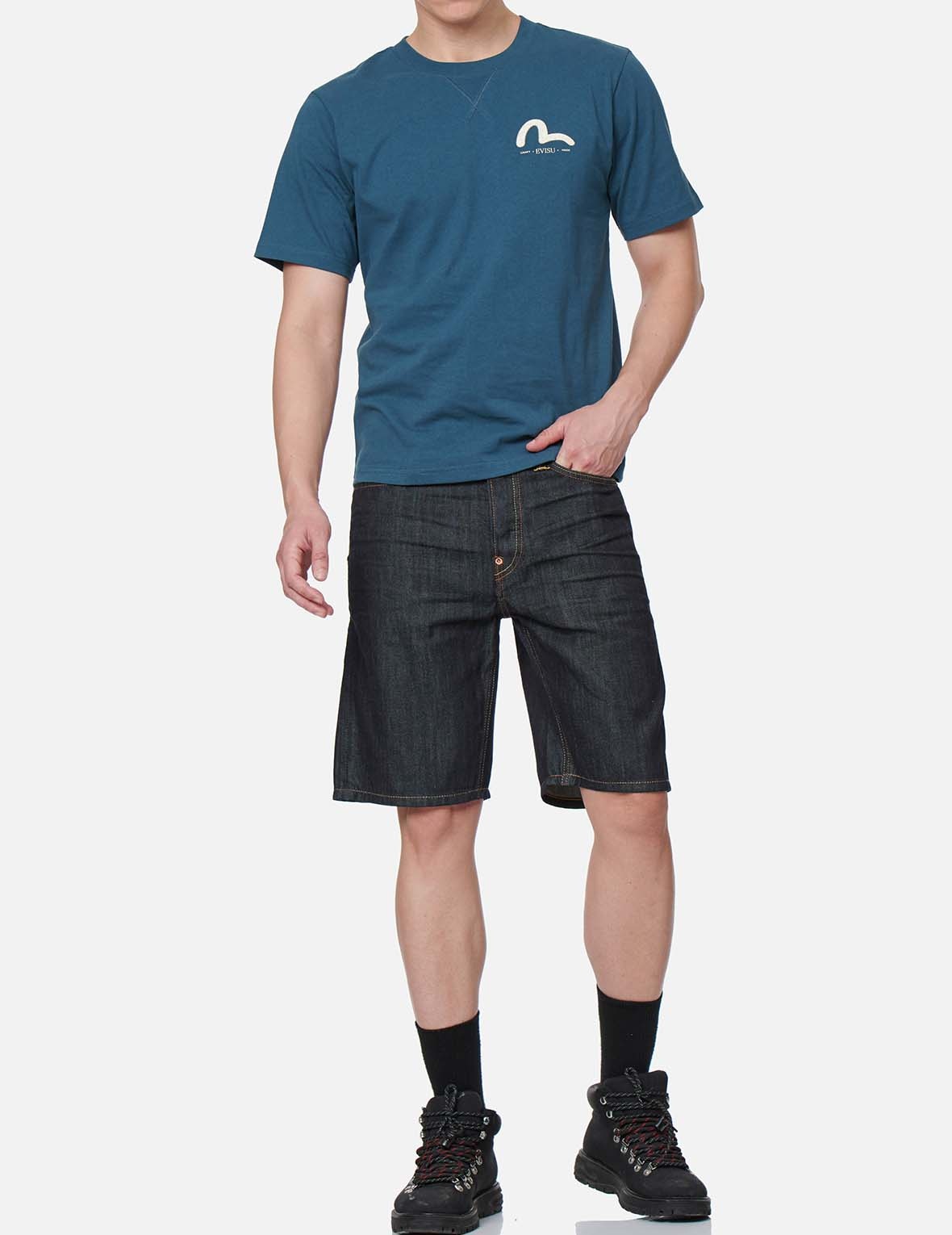KOMAINU-PATTERN SEAGULL DENIM SHORTS - 6
