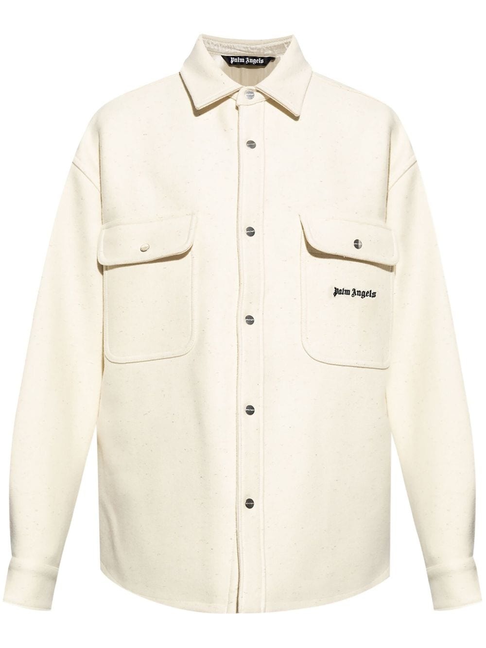 logo-embroidered shirt jacket - 1