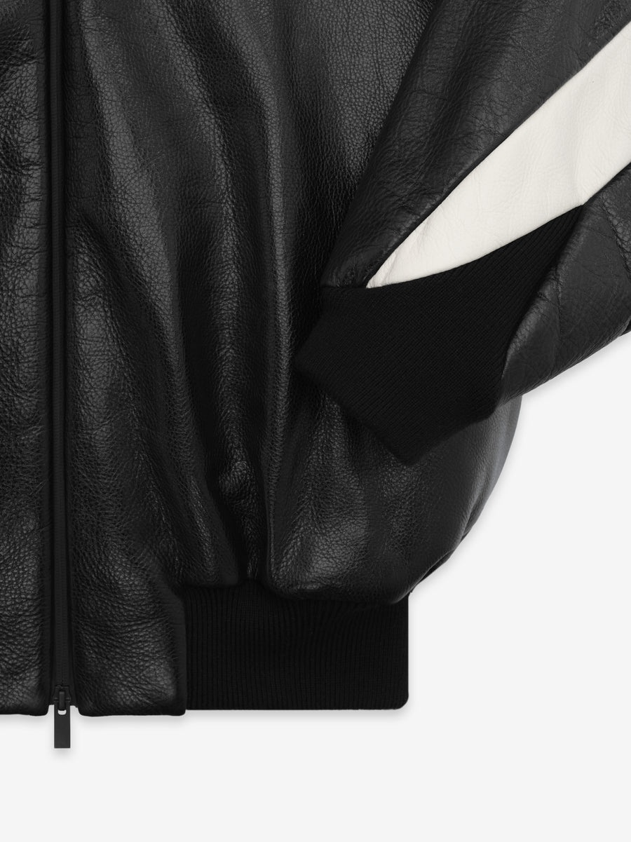 Leather Moto Stripe Bomber - 3