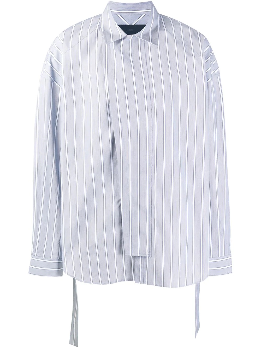 vertical striped belted shirt - 1