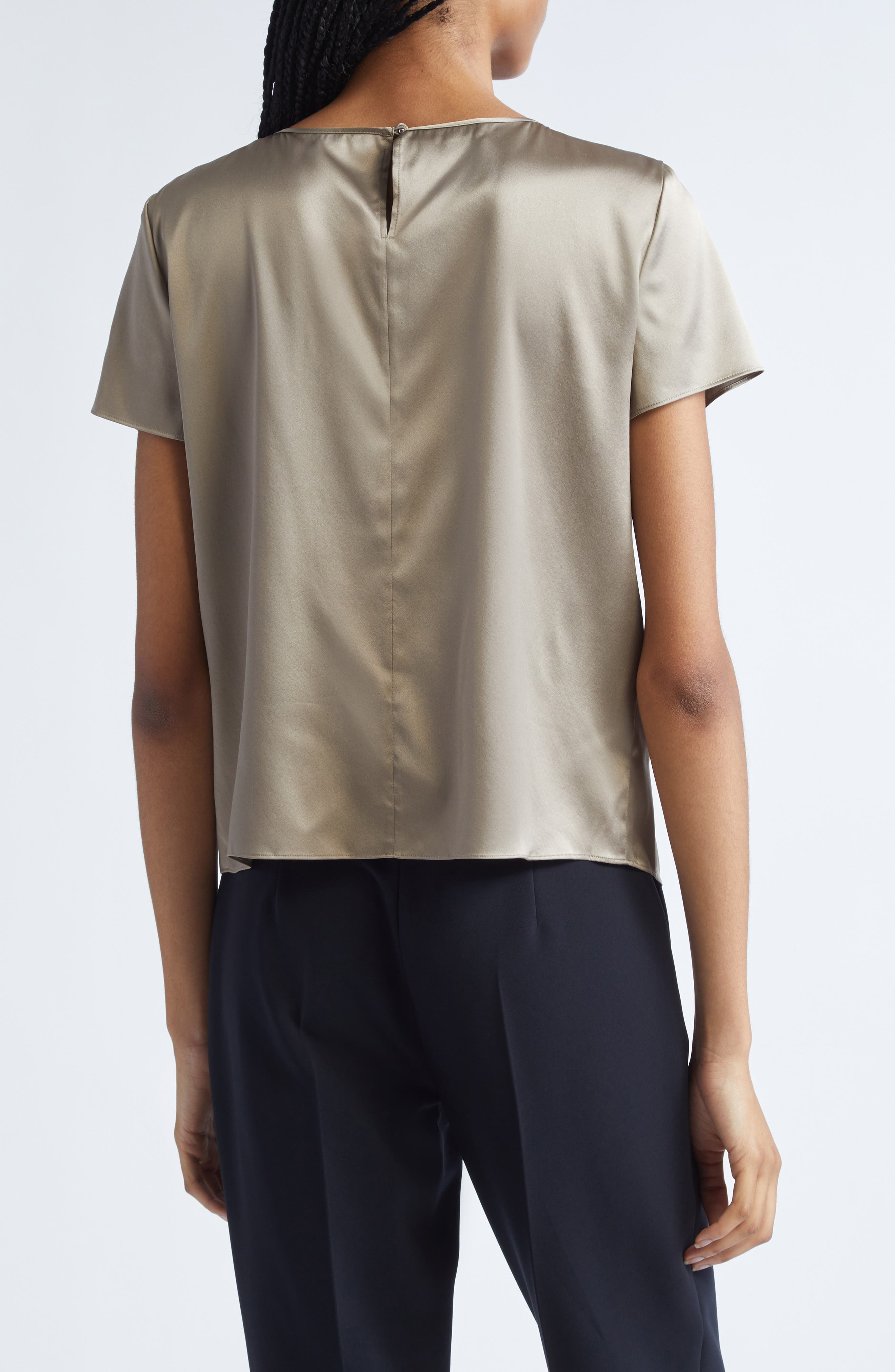 Emporio Armani Stretch Silk Satin Top in Sand at Nordstrom - 2