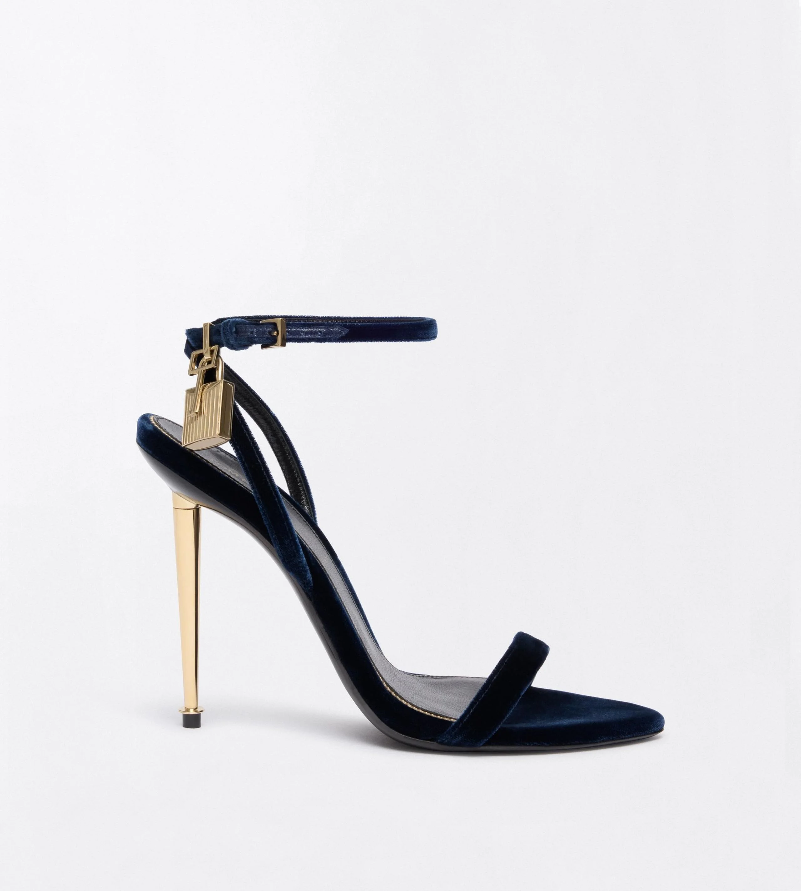 VELVET PADLOCK POINTY NAKED SANDAL - 1