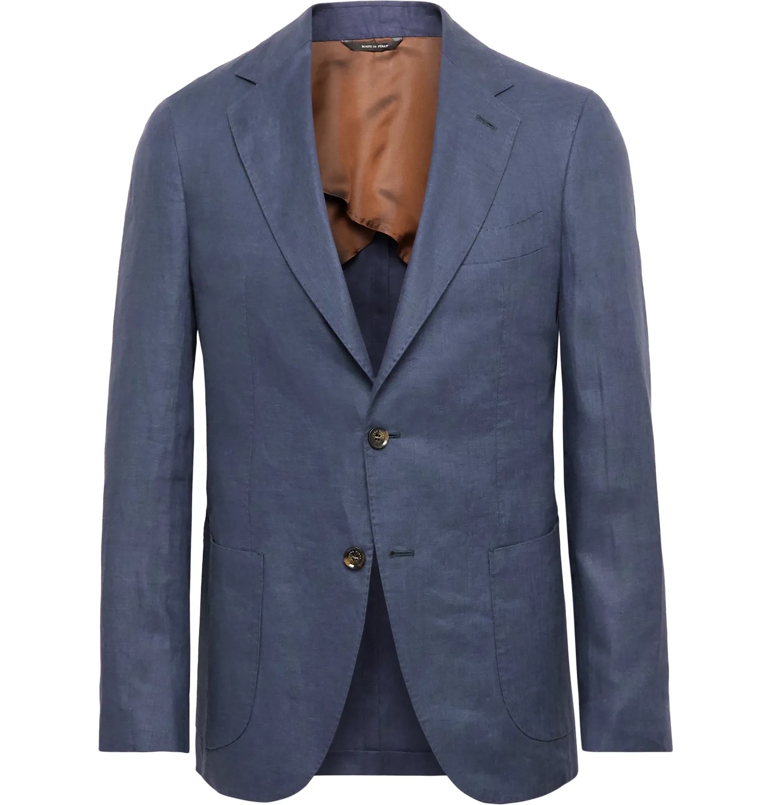 Blue Unstructured Linen Blazer - 1