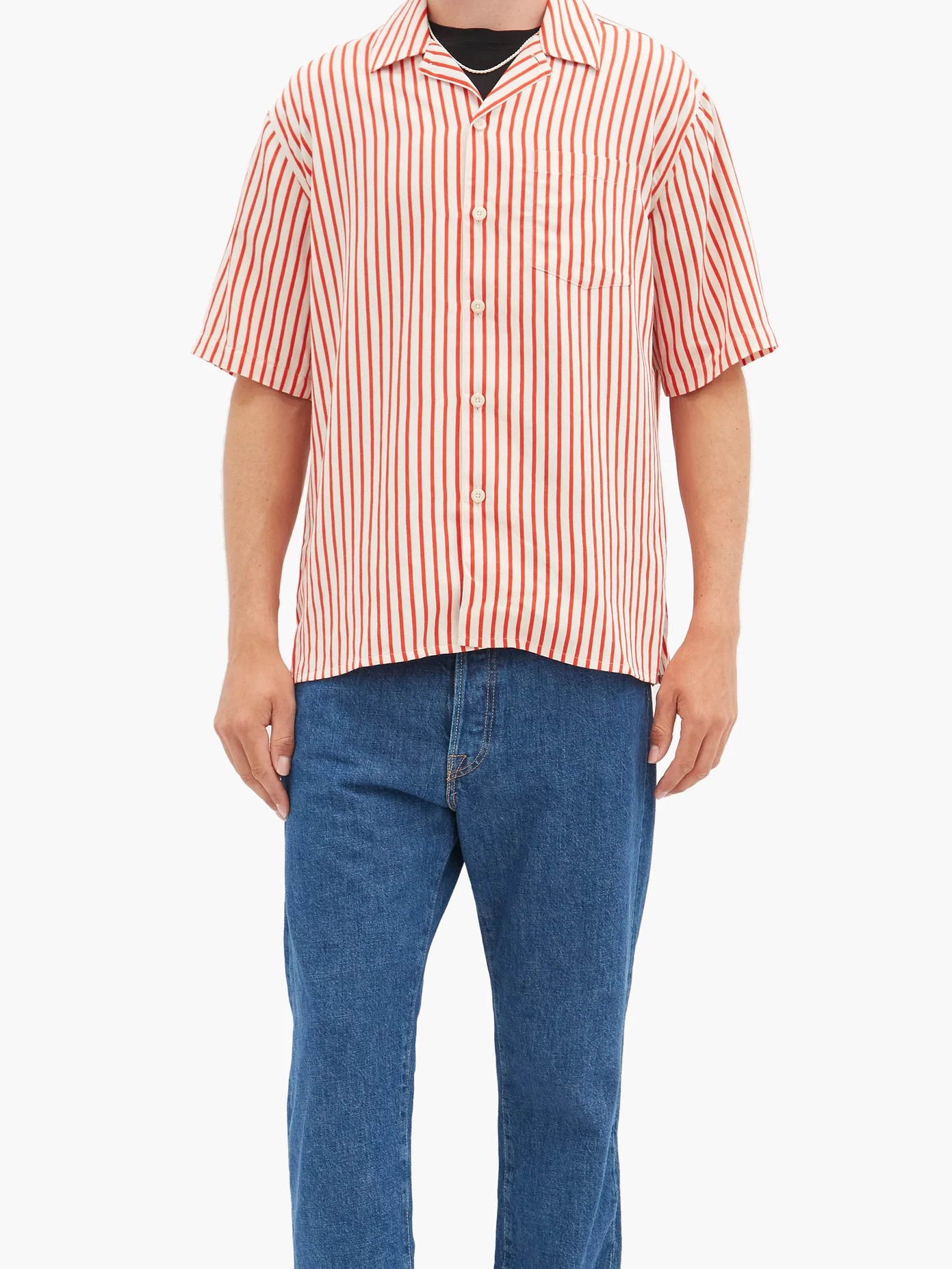 Cuban-collar striped shirt - 2