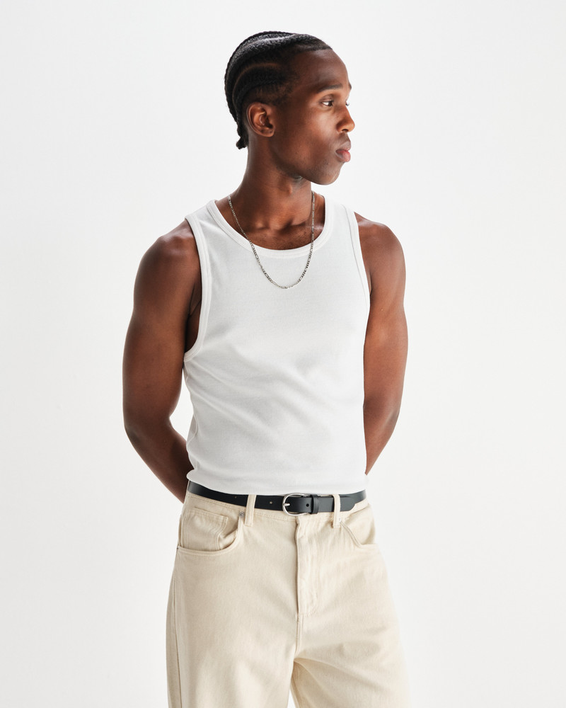 Wax London Montague - White Ribbed Organic Cotton Vest outlook