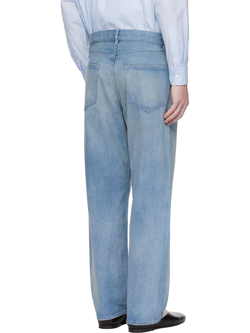 Blue Selvedge Faded Light Wide Jeans - 3
