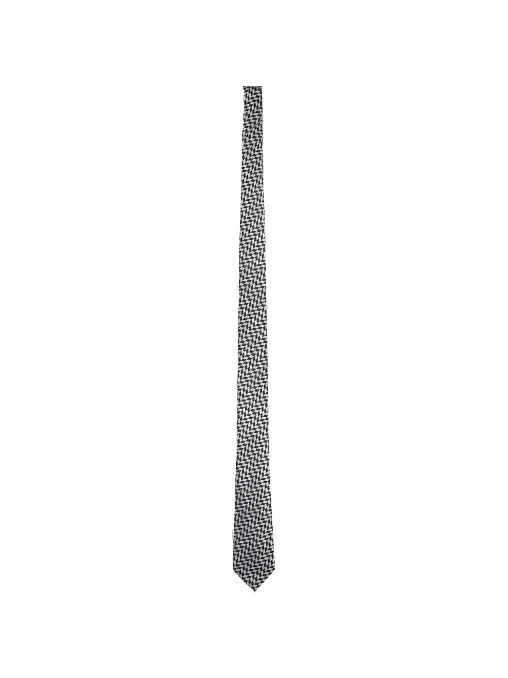 geometric-print silk tie - 1