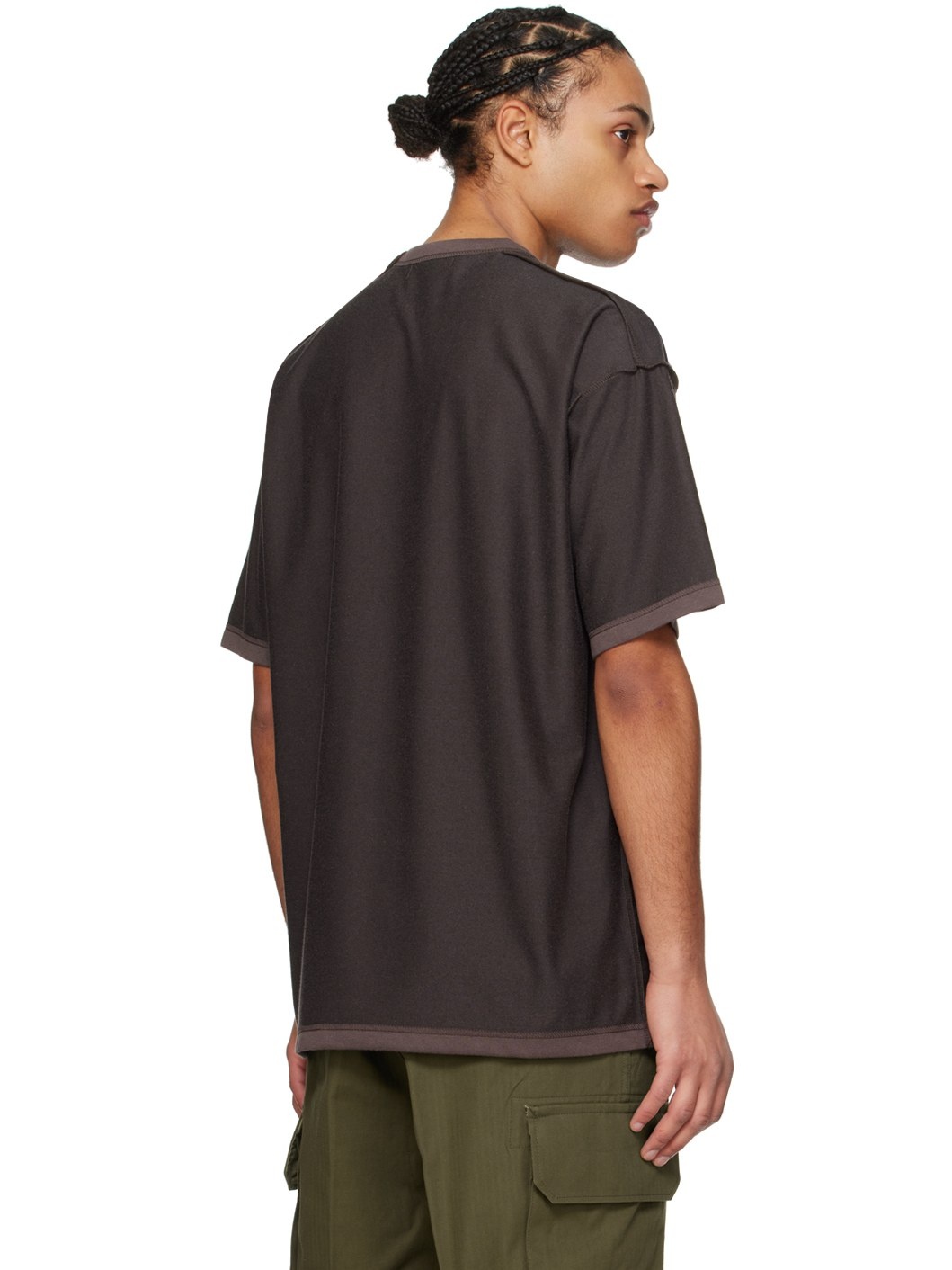 Brown Inverted Seam T-Shirt - 3