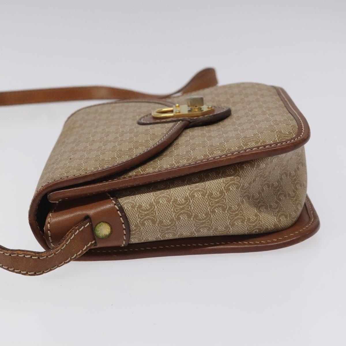 CELINE Macadam Canvas Shoulder Bag Pvc Leather Beige Brown Gold - 5