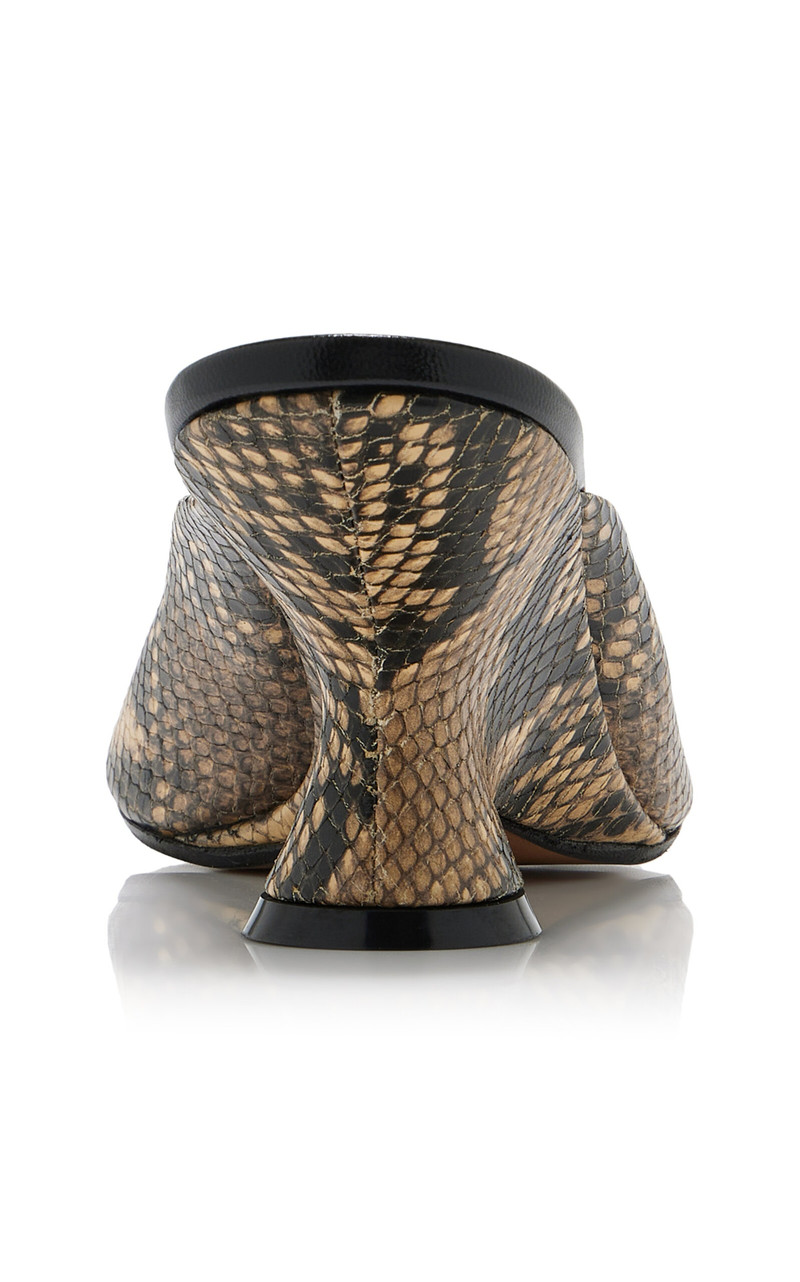 Snake-Print Leather Wedge Sandals animal 5