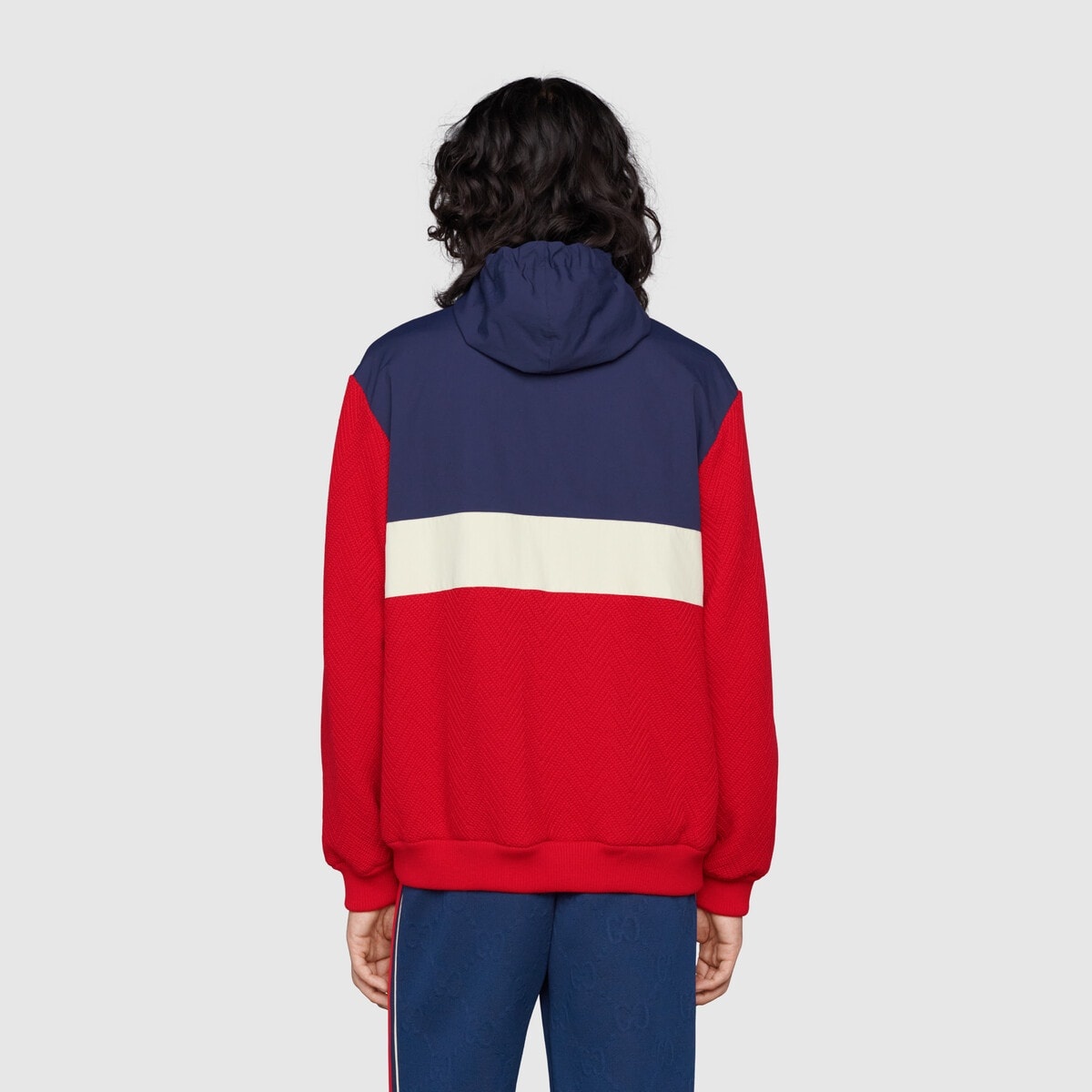 Wool jersey hooded zip-up sweatshirt - 4