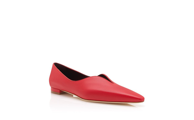 Red Nappa Leather Flat Pumps 3