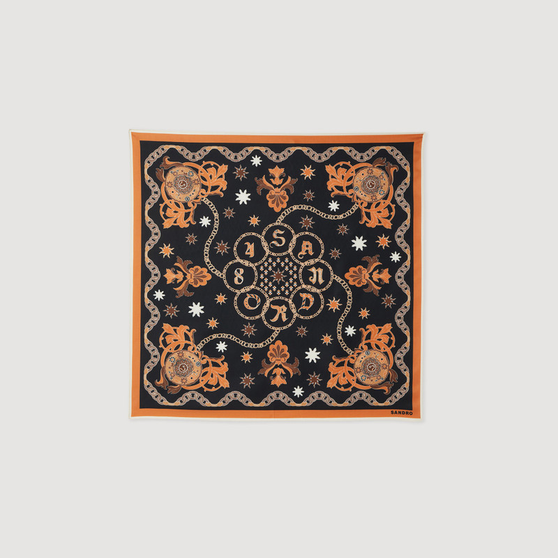 Sandro Printed silk twill scarf outlook