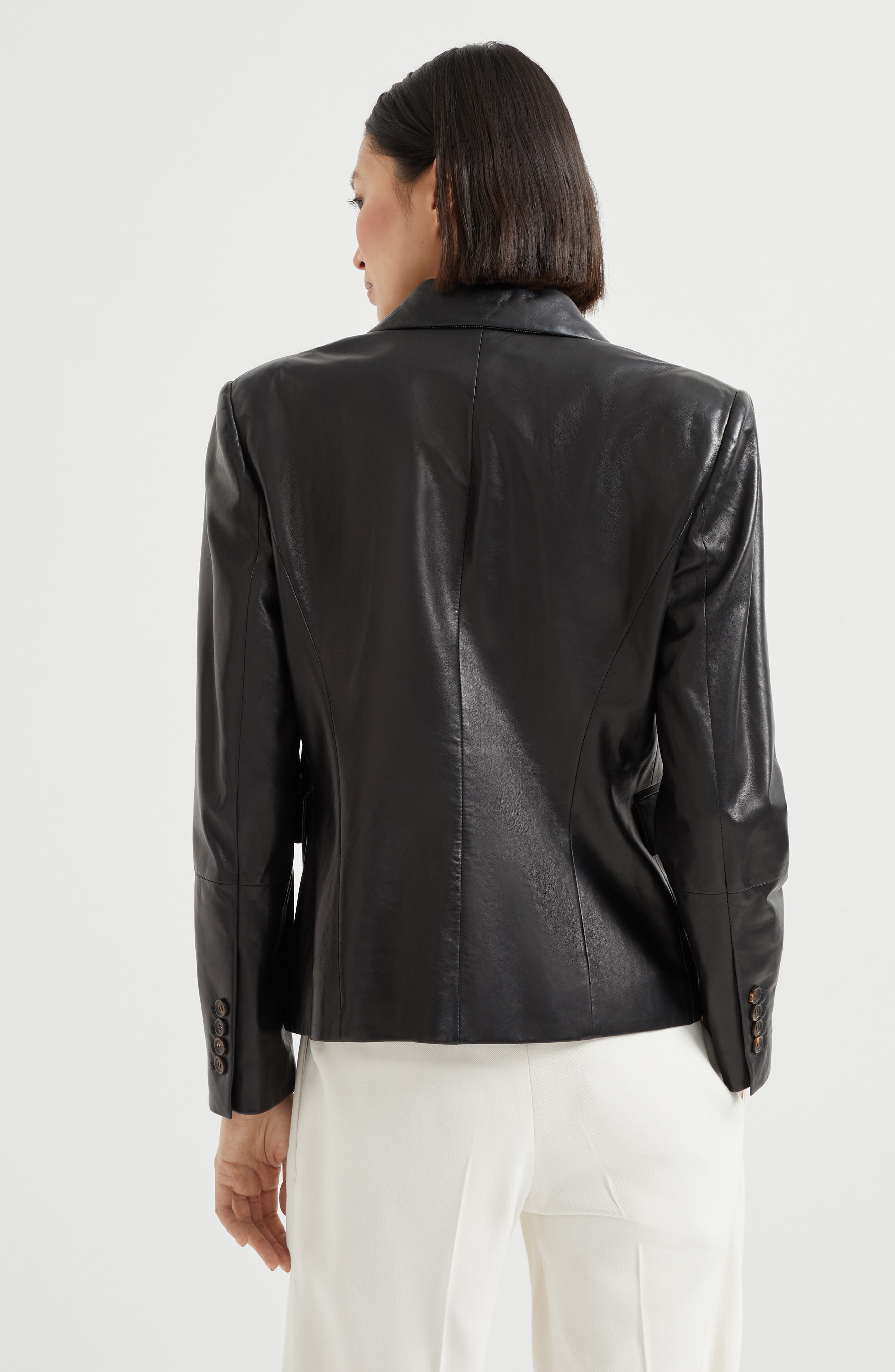 Brunello Cucinelli Nappa leather blazer in Black at Nordstrom - 3