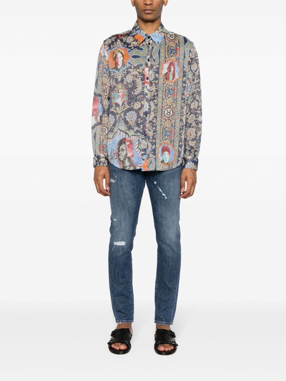 ripped-detail tapered jeans - 2