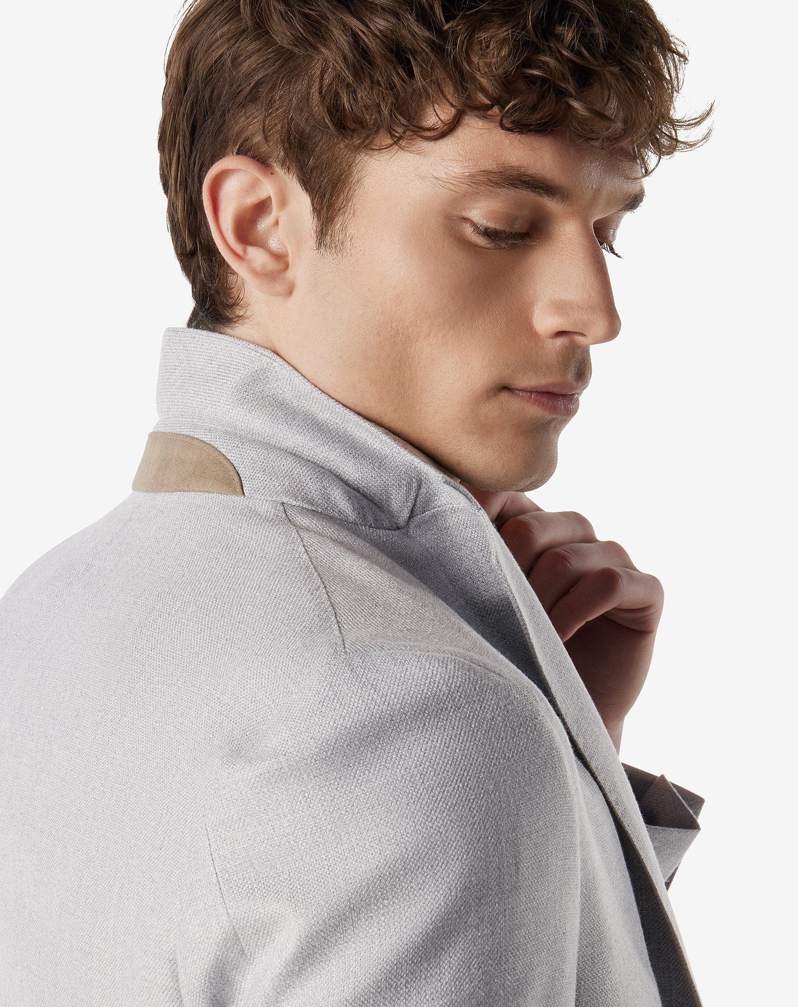 Grey silk and wool jacket with detachable inner vest - 5