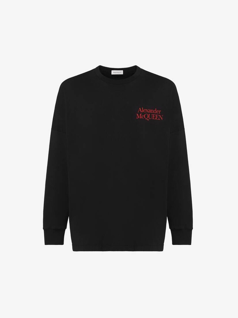 Men's Logo Long Sleeve T-shirt in Black/red 1